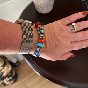 TrollBead Bracelet®️ .925 SILVER chain, beads and charms  7.2” length